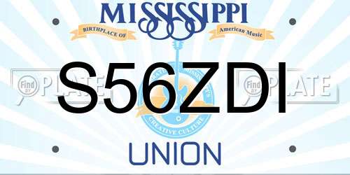 S56ZDI Mississippi License Plate