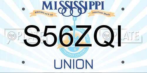 S56ZQI Mississippi License Plate