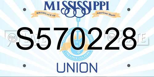 S570228 Mississippi License Plate