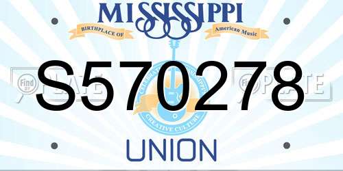 S570278 Mississippi License Plate