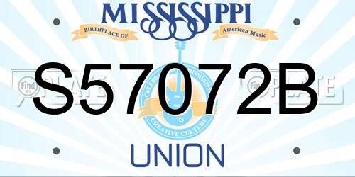 S57072B Mississippi License Plate