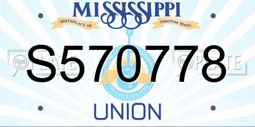 S570778 Mississippi License Plate