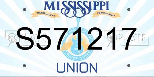S571217 Mississippi License Plate