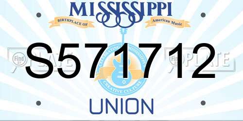 S571712 Mississippi License Plate