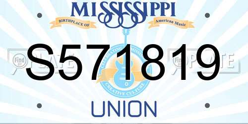S571819 Mississippi License Plate