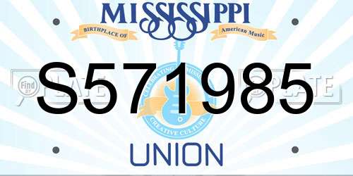 S571985 Mississippi License Plate