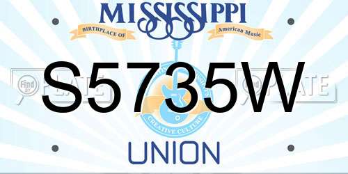 S5735W Mississippi License Plate