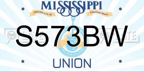 S573BW Mississippi License Plate