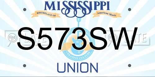 S573SW Mississippi License Plate