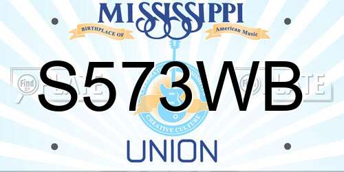 S573WB Mississippi License Plate