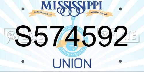 S574592 Mississippi License Plate