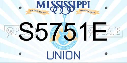 S5751E Mississippi License Plate