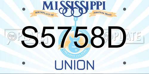 S5758D Mississippi License Plate