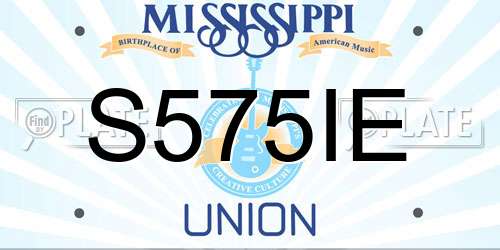 S575IE Mississippi License Plate