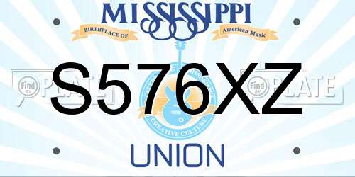 S576XZ Mississippi License Plate