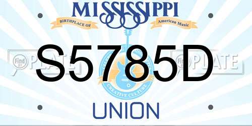 S5785D Mississippi License Plate
