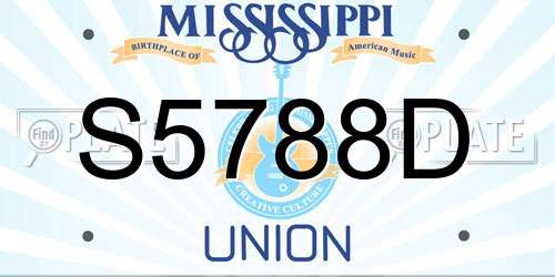 S5788D Mississippi License Plate