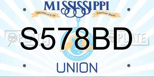 S578BD Mississippi License Plate