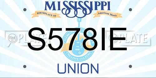 S578IE Mississippi License Plate
