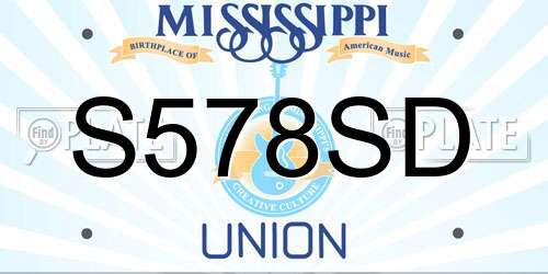S578SD Mississippi License Plate