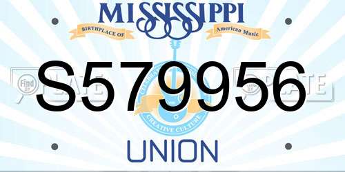 S579956 Mississippi License Plate