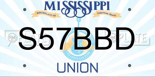 S57BBD Mississippi License Plate