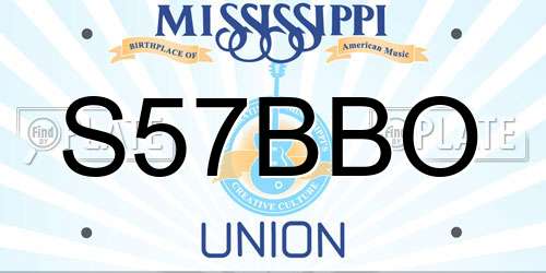 S57BBO Mississippi License Plate