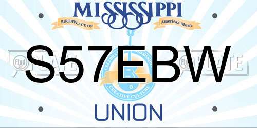 S57EBW Mississippi License Plate