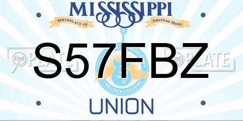 S57FBZ Mississippi License Plate
