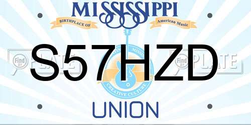 S57HZD Mississippi License Plate