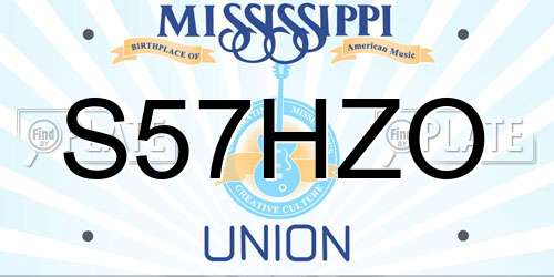S57HZO Mississippi License Plate