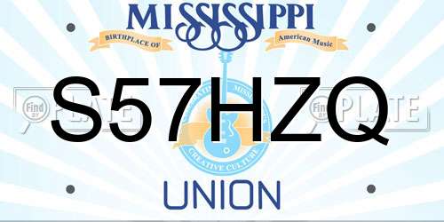 S57HZQ Mississippi License Plate