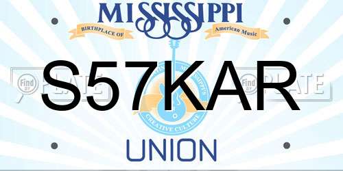 S57KAR Mississippi License Plate