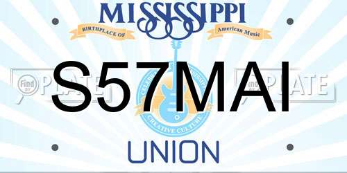 S57MAI Mississippi License Plate