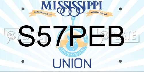 S57PEB Mississippi License Plate