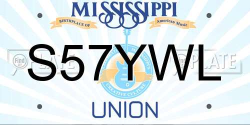 S57YWL Mississippi License Plate
