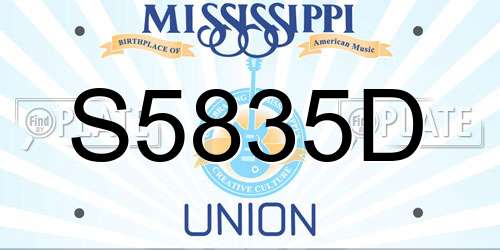 S5835D Mississippi License Plate