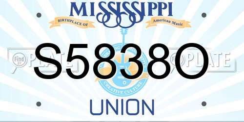 S5838O Mississippi License Plate
