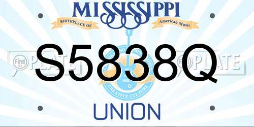 S5838Q Mississippi License Plate