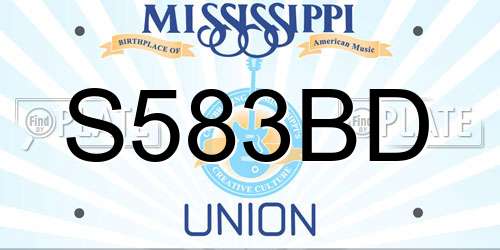 S583BD Mississippi License Plate