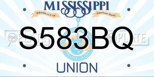 S583BQ Mississippi License Plate