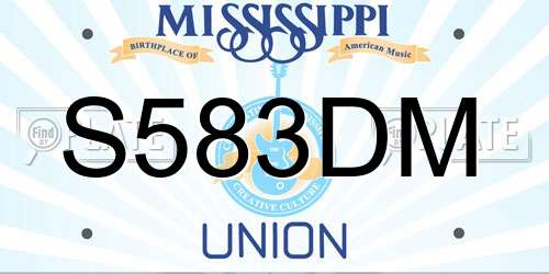 S583DM Mississippi License Plate