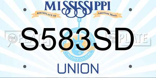S583SD Mississippi License Plate