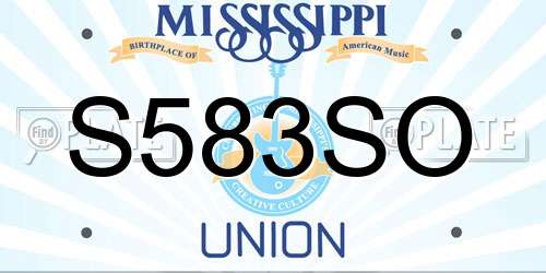 S583SO Mississippi License Plate