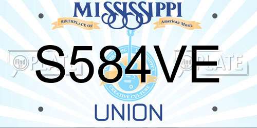 S584VE Mississippi License Plate
