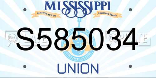 S585034 Mississippi License Plate
