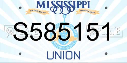 S585151 Mississippi License Plate