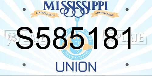 S585181 Mississippi License Plate