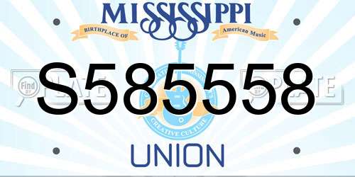 S585558 Mississippi License Plate