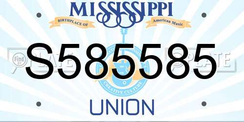 S585585 Mississippi License Plate